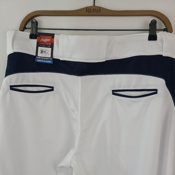 NEW Rawlings Men's Semi-Relaxed White Blue Baseball Pants Sz XL NWT - Picture 6 of 8